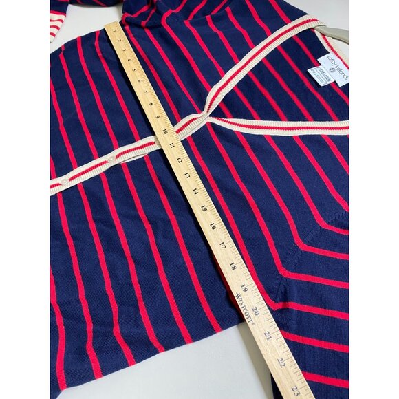 Kathy Ireland Blue Red Striped Cardigan Sweater Womens XL Preppy tennis Button - Picture 5 of 14